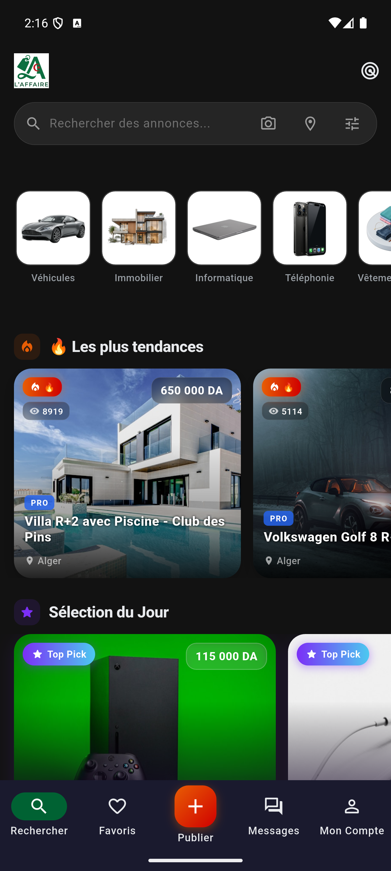 Application L'Affaire Marketplace
